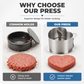 💥 50% Rabatt! 🍔 Edelstahl-Burgerpresser – perfekte Patties, Easy Push-Release, 2 Ringe (Herz+Rund). Ideal für BBQ 🛡️
