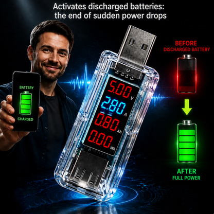 💥 50% Rabatt! 🔋 USB Battery Repair Dongle – Echtzeit-Strom/Spannung-Anzeige, Typ-C & USB. Für Smartphone & Tablet. ABS, kompakt 🛡️