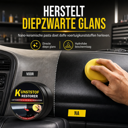 🚗 🏍️✨ 2 kaufen, 1 gratis dazu! Auto- & Motorrad Kunststoff- & Lederpflege – Verwandelt graues, verwittertes Plastik zurück in sattes Schwarz | Tiefenglanz-Formel mit Hydrophob-Schutz | 30 g + Schwamm