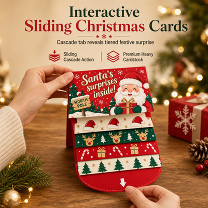 🎄🎄50% Weihnachts-Rabatt:Zieh auf – und Weihnachten entfaltet sich: Interaktive 3D-Schiebekarte mit Überraschungseffekt | 4 Motive