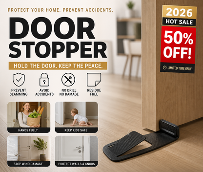 🎄50% Weihnachts-Rabatt: Tür auf, Hände frei – fußbetätigter Boden-Türstopper ohne Bohren.